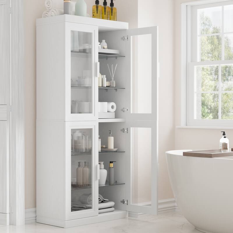 Dovelina Sideboard Buffet Storage Cabinets with Adjustable Shelves,Glass Door - 72"Lx31"H