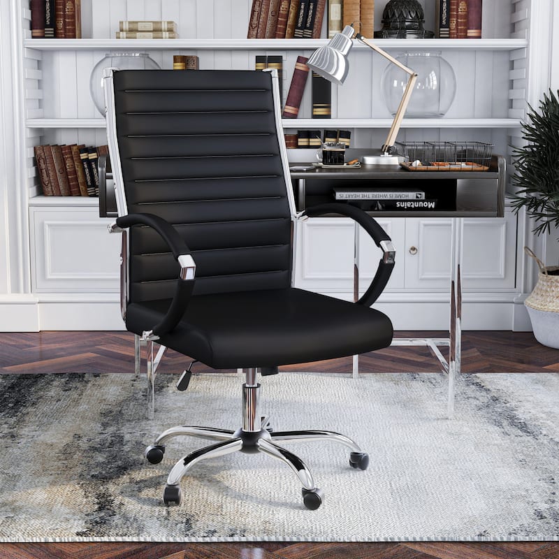 Corrigan Modern Tufted Deep Seat Faux Leather Office Chair by Furniture of America - Black 43"
