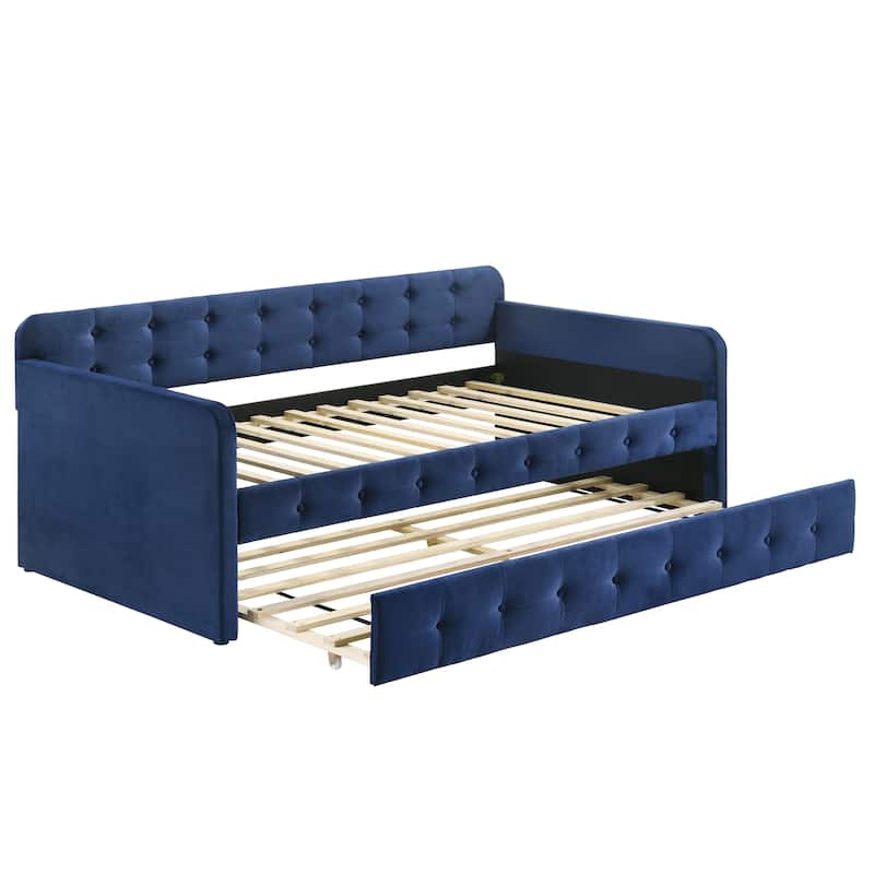Menzelle Contemporary 2-Piece Twin Upholstered Tufted Day Bed with Trundle by Furniture of America