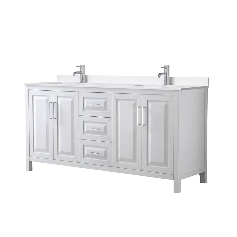 Wyndham Collection WCV252572D-QTZ-UNSMXX Daria 72" Free Standing - White / White Quartz Top / Polished Chrome