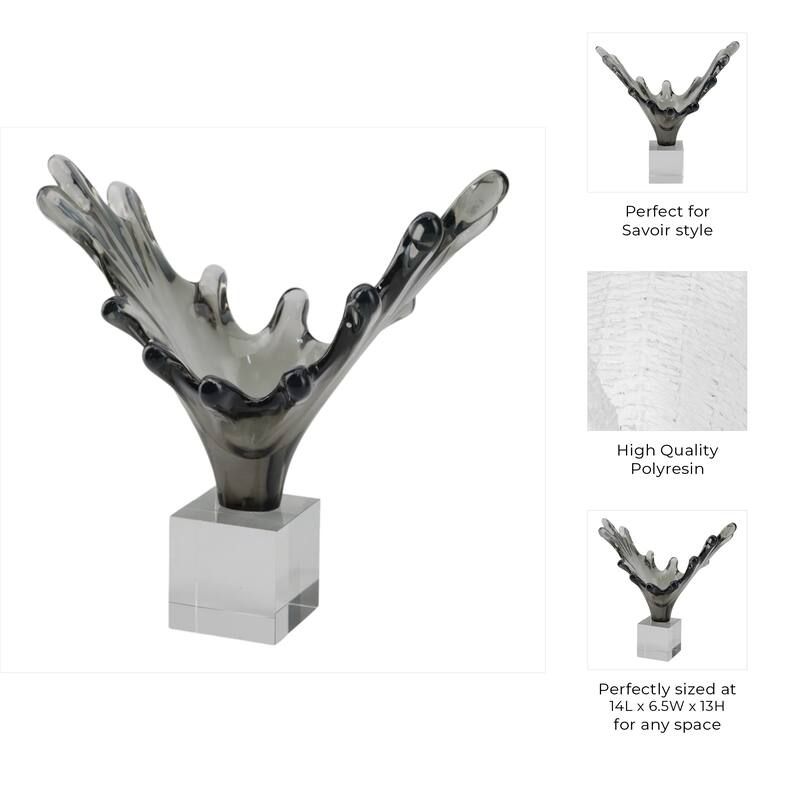 Glass Sculpture Artistic Agua Splash Elegant Decorations Living Room