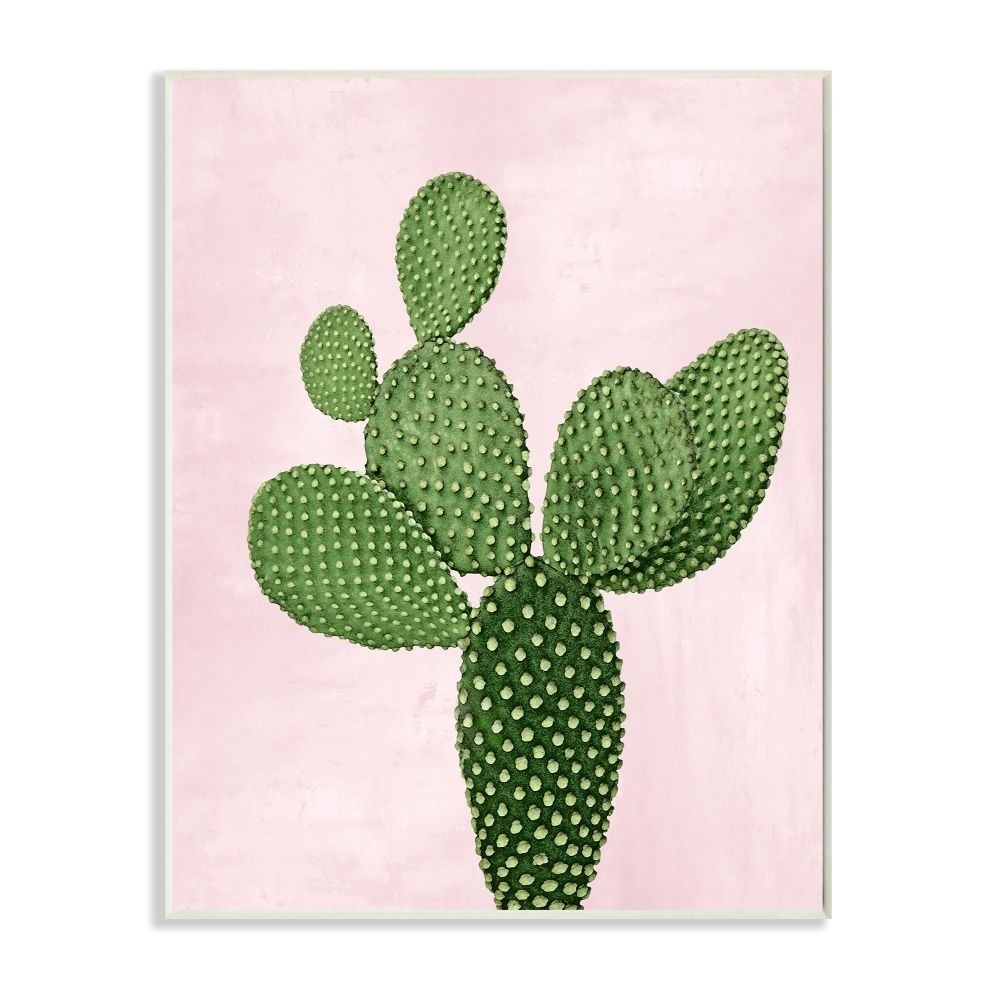 Wooden Basket with Prickly Pear Cactus hand painted