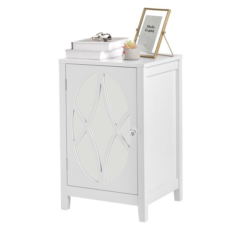 White Nightstand with One Door