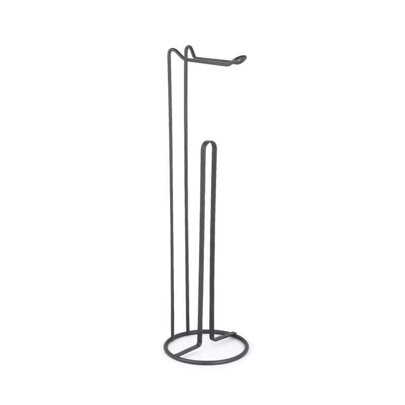 Round Toilet Paper Holder Stand (4 Rolls) (Black) - Black