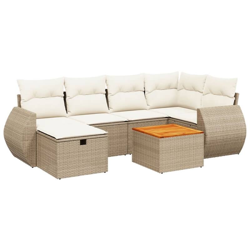 vidaXL Patio Sofa Set with Cushions Outdoor Furniture 7 Piece Poly Rattan