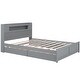 preview thumbnail 8 of 11, Queen Size Storage Bed Wood Platform Bed Frame with LED Light Headboard, 2 Pull-out Drawers and Twin Size Trundle, Gray