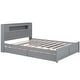 preview thumbnail 21 of 24, Queen Size Wood Storage Platform Kids Bed Frame with LED Headboard, Twin Size Trundle, and 2-Drawers, Easy to Assemble, White