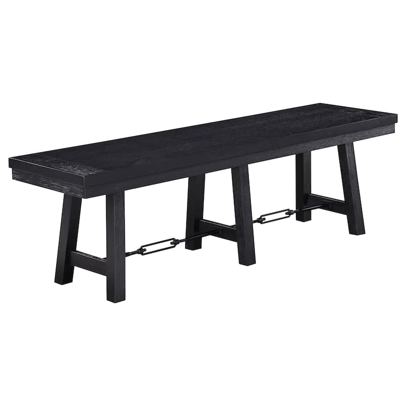 Newport Black Wood Trestle Base Dining Bench - Single - Black - Short