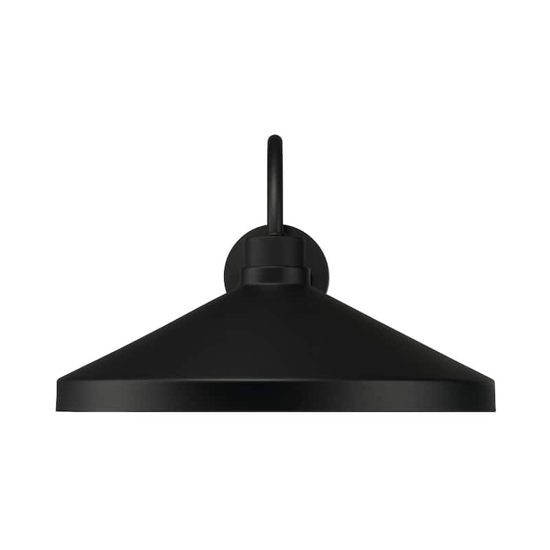17.25"W x 11.50"H 1-Light Outdoor Cone Wall Lantern Barn Light in Black with White Interior