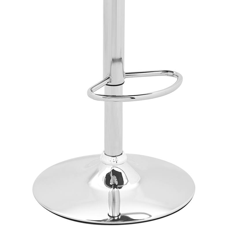 Cream Faux Leather Swivel Bar Chair with Chrome Steel Frame and Adjustable Height - 20” D x 17” W x 44” H