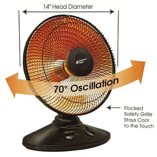 Top Product Reviews For Comfort Zone Cz998 Oscillating Parabolic Dish Heater Black 12798522 Overstock
