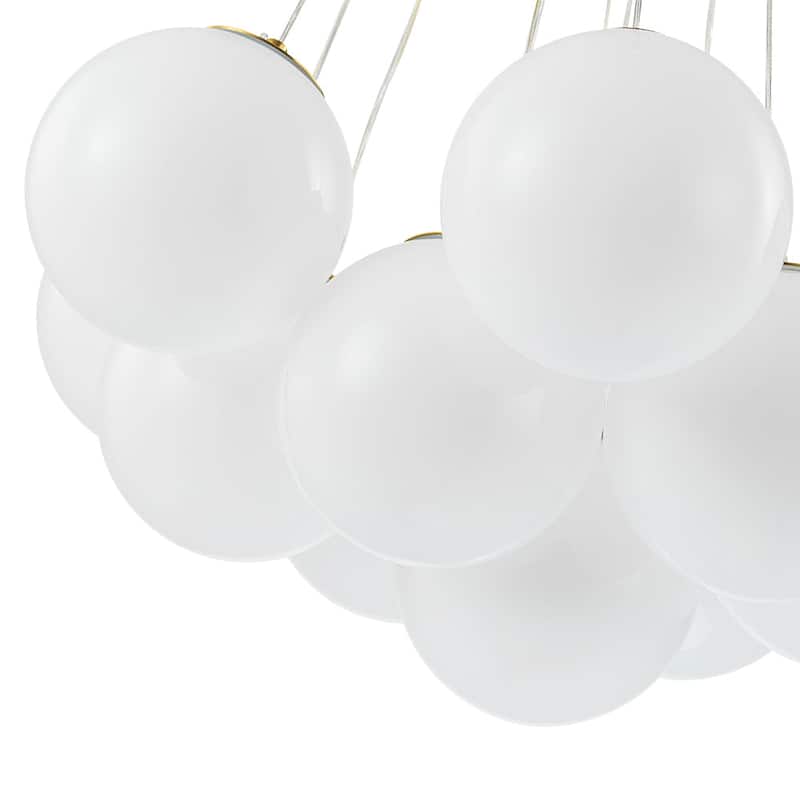 13-Light Opal Glass Cloud Bubble Cluster Chandelier - Brushed Brass - 19.7in