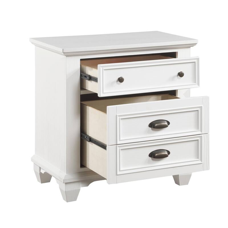 White/Bronze 3 Drawer 17.5 in. W Nightstand with Sturdy Hardware and Ample Storage