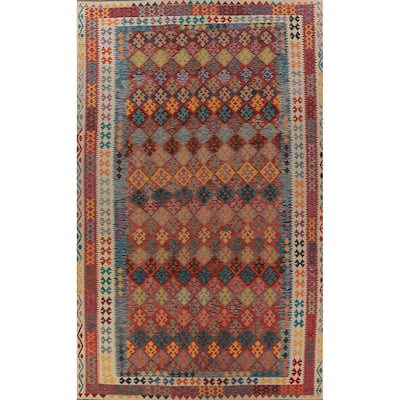 South Western Style Kilim Large Rug Hand-Woven Oriental Wool Carpet - 10'1"x 16'1"