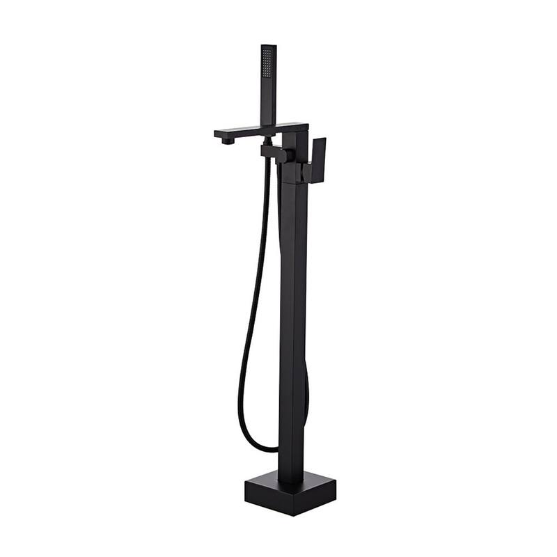 Gold/Black/Sliver Freestanding Bathtub Faucet, Floor Mount Bathtub Filler with Handheld Shower - Black
