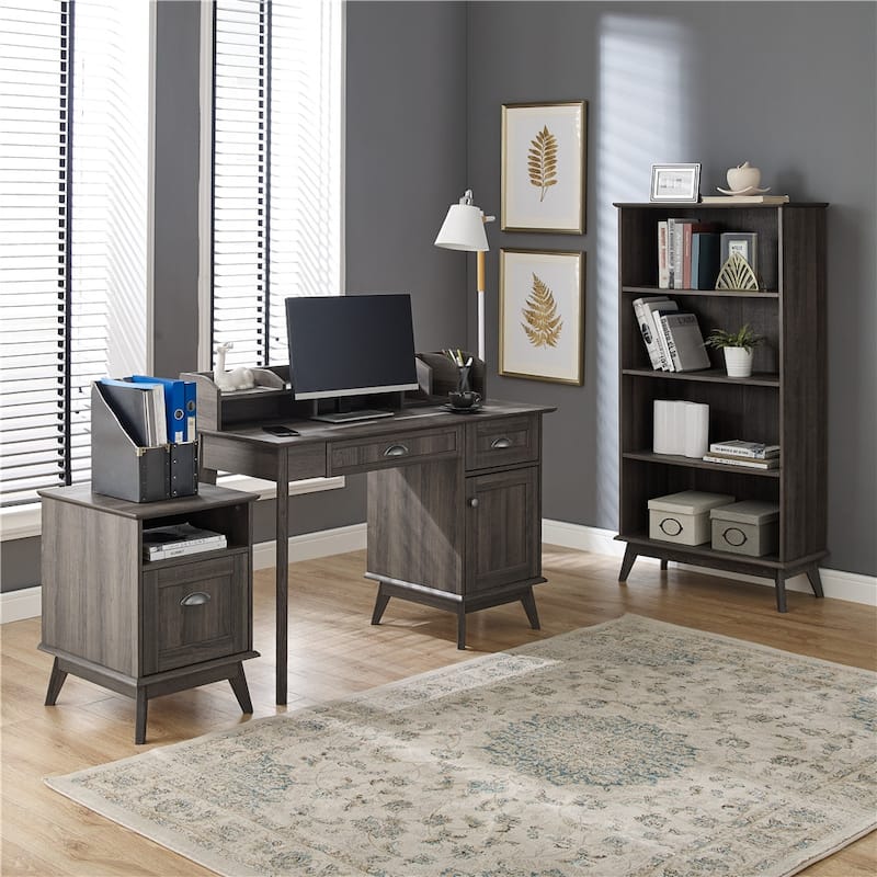 Caffoz Newport Series Computer Desk with Hutch Home Office Writing Desk, Wood Workstation w/Shelves, Study Desk for Small Spaces