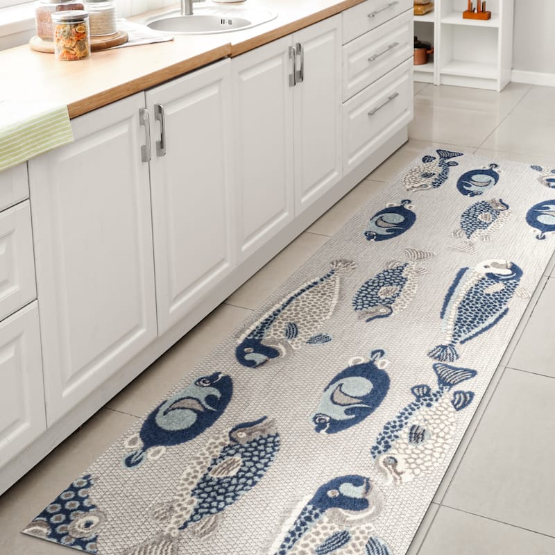 JONATHAN Y Aranciata Modern Fish High-Low Indoor/Outdoor Area Rug