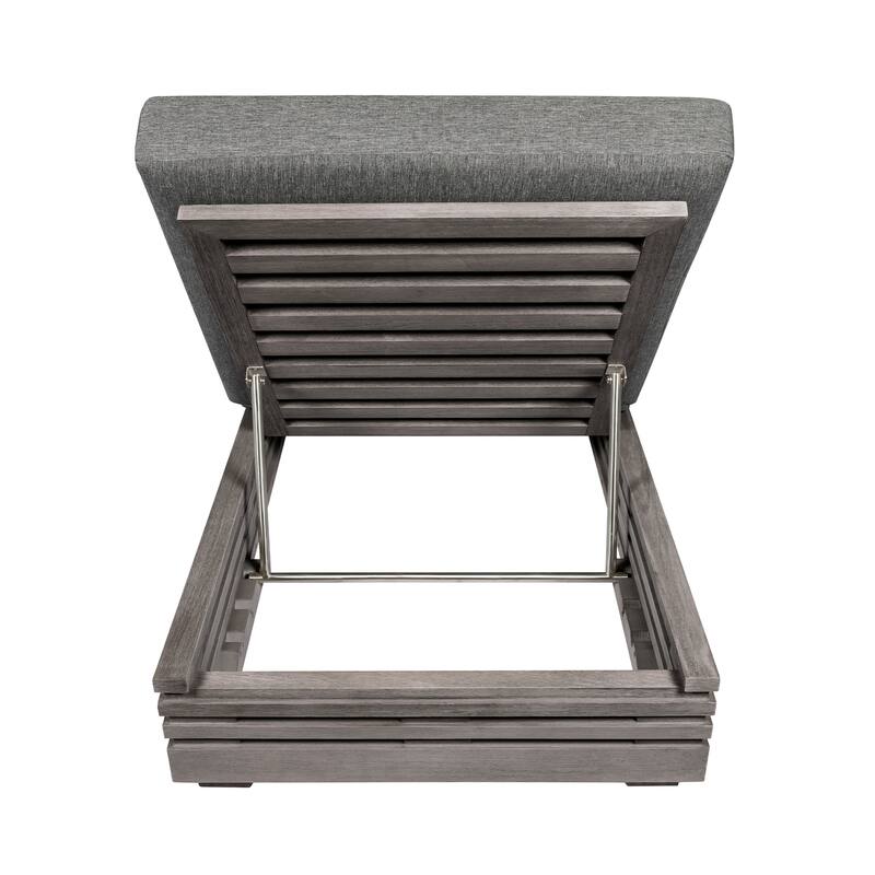 Vivid Outdoor Patio Adjustable Chaise Lounge Chair in Eucalyptus Wood with Olefin Cushions
