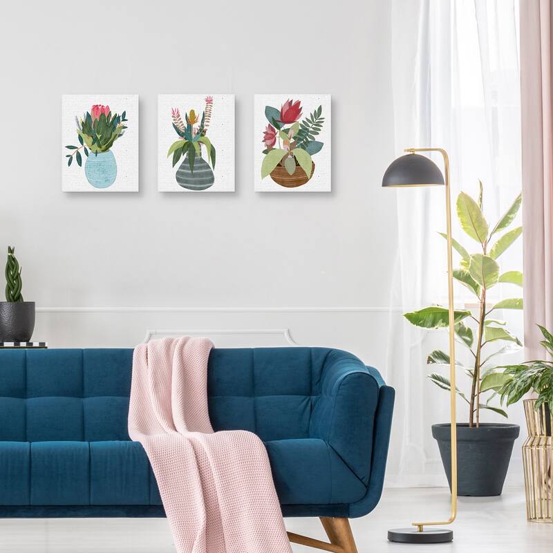 Potted Petals I,Potted Petals II,Potted Petals III by Belle Maison Canvas Art Prints