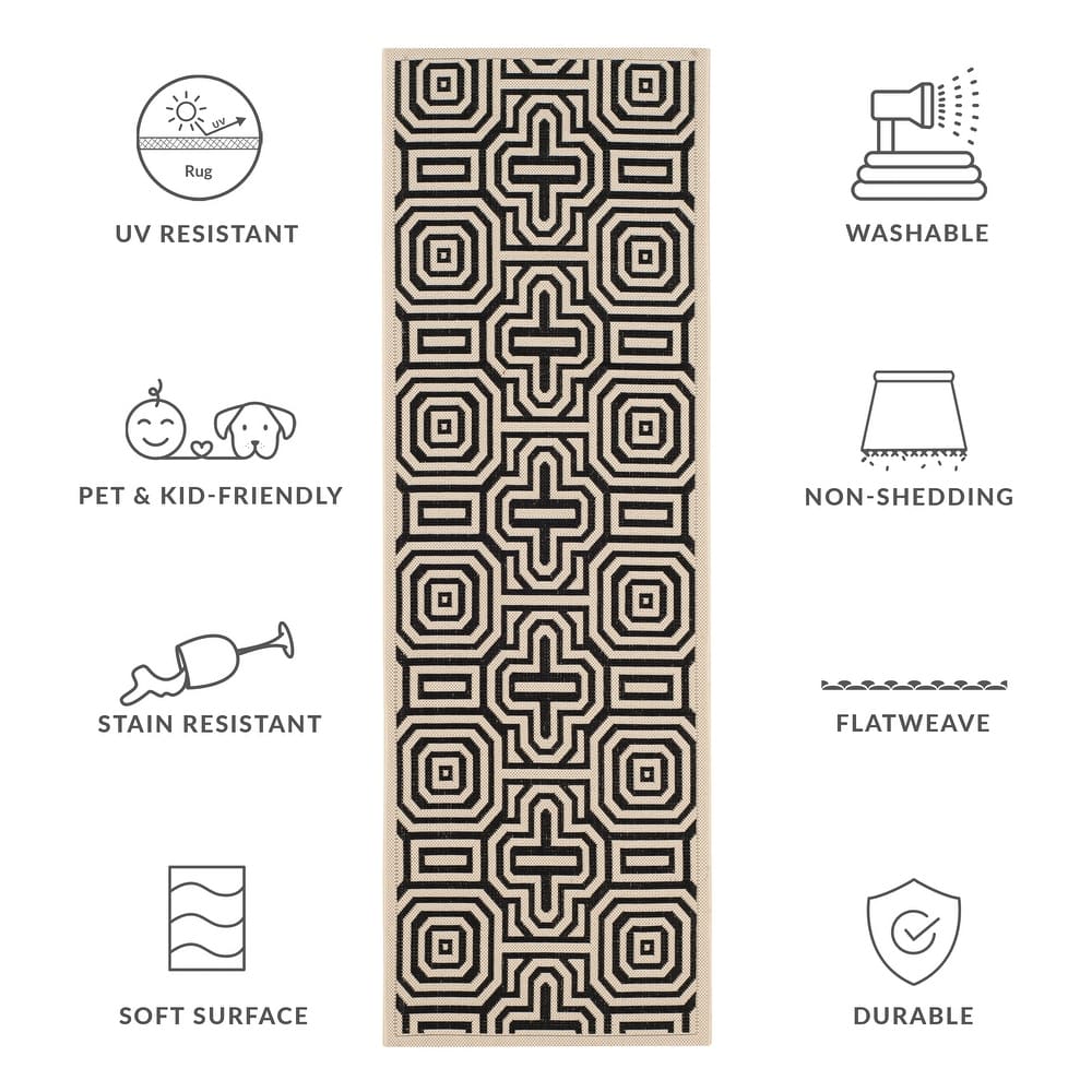 SAFAVIEH, Courtyard Gerdine Indoor/ Outdoor Waterproof Patio Backyard Rug