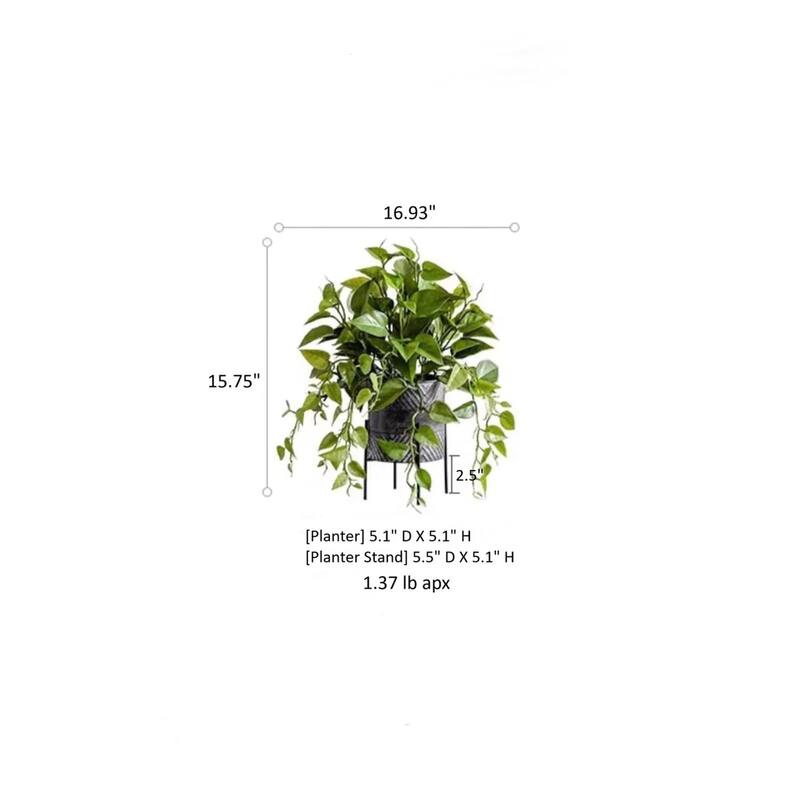 RusticReach Faux Epipremnum in Metal Pot - Gray