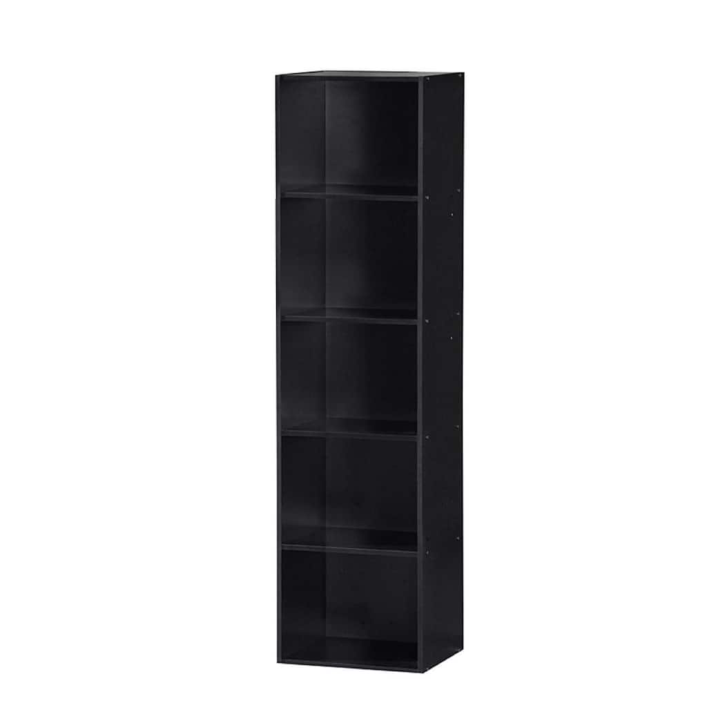 5 Shelf Bookcase - Contemporary Storage Unit, Black Finish, Floor Standing, Home Office & Living Room Decor