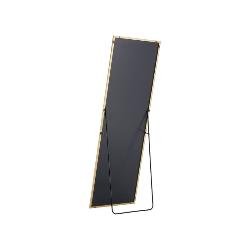 HomeRoots 63" Gold Metal Freestanding and Wall Mount Framed Full Length Mirror - 20.00 in. x 63.00 in. x 0.50 in.