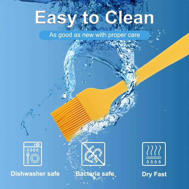 Silicone Brush Pastry Oil Basting Heat Resistant Cookware Barbecue - Yellow - 10.2" x 1.8"(L*W)