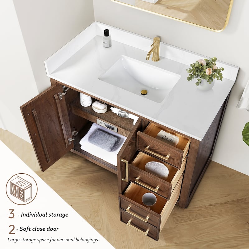 Jakarta Bath Vanity with Quartz Stone Top without Mirror