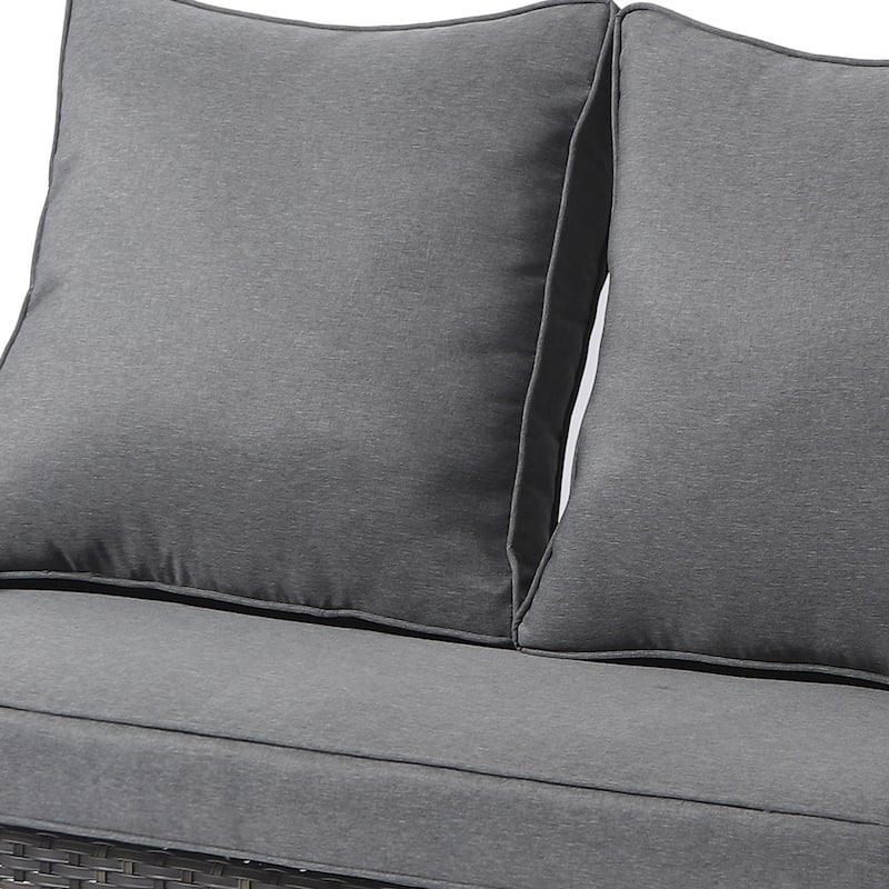 Outdoor Metal Wicker Cushioned Loveseat Sofa