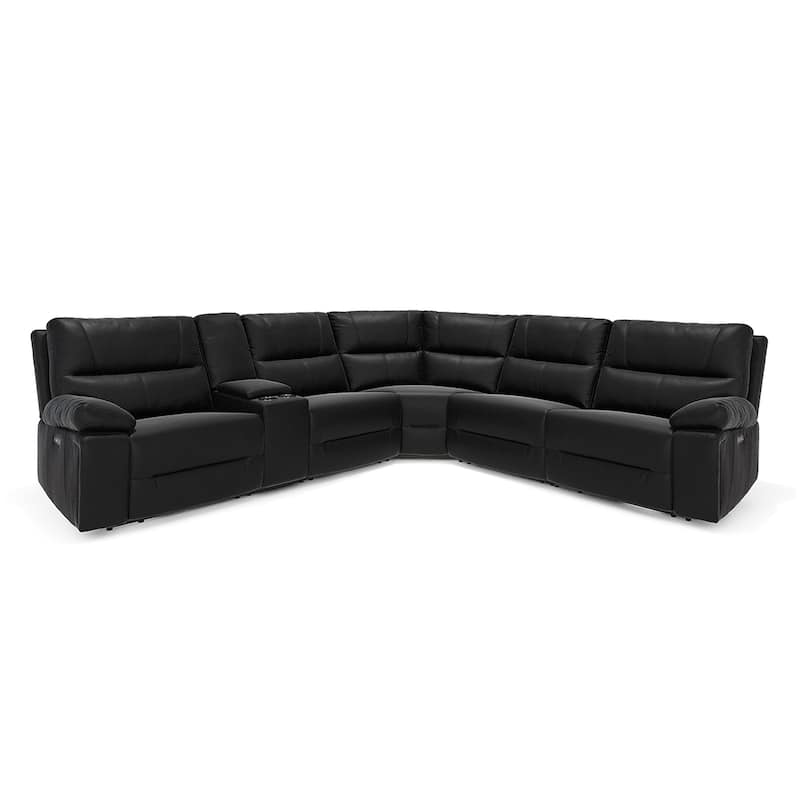 Malibu 130" 6-Piece Leather & Faux Leather Power Reclining Sectional