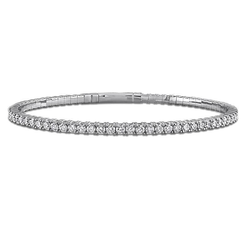 Miadora 4ct TDW Lab-Grown Diamond Bangle in 14k White Gold - 7 in