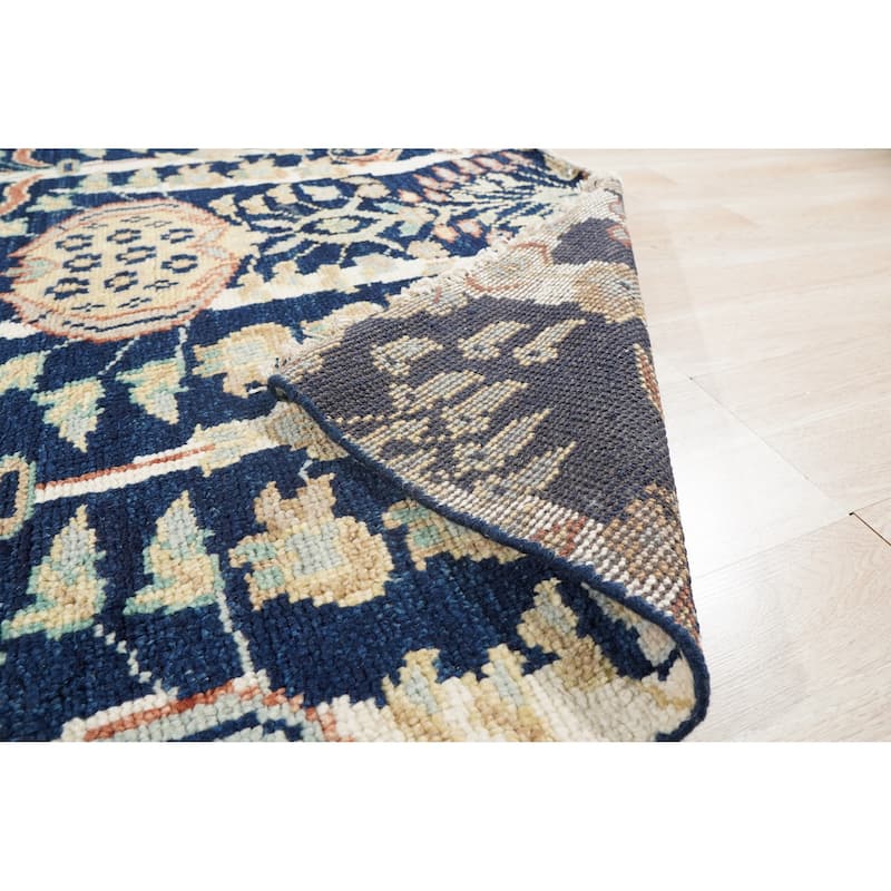 Home Decor EORC Hand-Knotted Wool Modern Knot Rug Stylish Blue Area Rug for Living Room, Bedroom, Office, & Home Décor