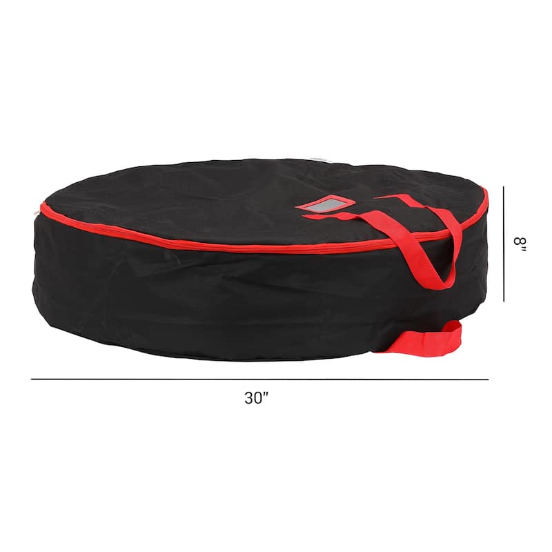 1 Pack Foldable Round Storage Bags with Handles, Moving Bags for Clothes, Comforters, Closet Organizers - Black - 30*8in