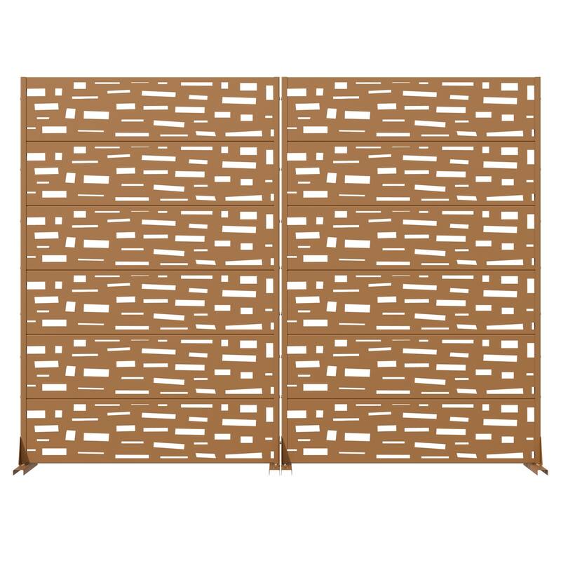Outdoor Metal Privacy Screen Fence Panel Set of 2