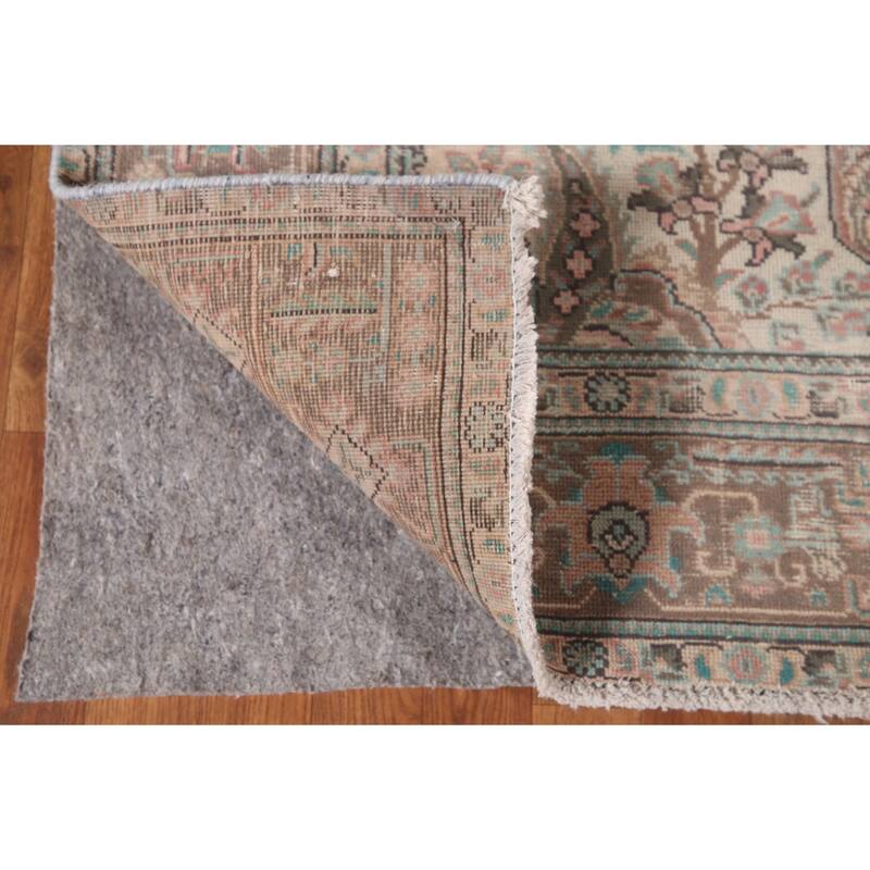 Pink Tabriz Persian Vintage Area Rug Hand-Knotted Wool Carpet - 6'3"x 9'2"