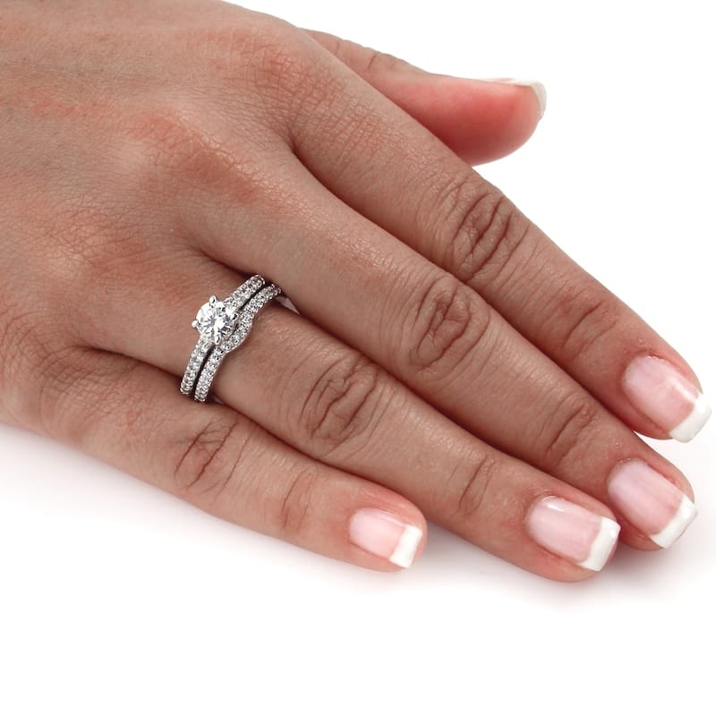 Auriya 14k Gold 1ctw Round Diamond Engagement Ring Set