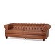preview thumbnail 3 of 15, Litch Chesterfield Leather Tufted 3 Seater Top Grain Sofa by Christopher Knight Home Cognac Brown + Brown