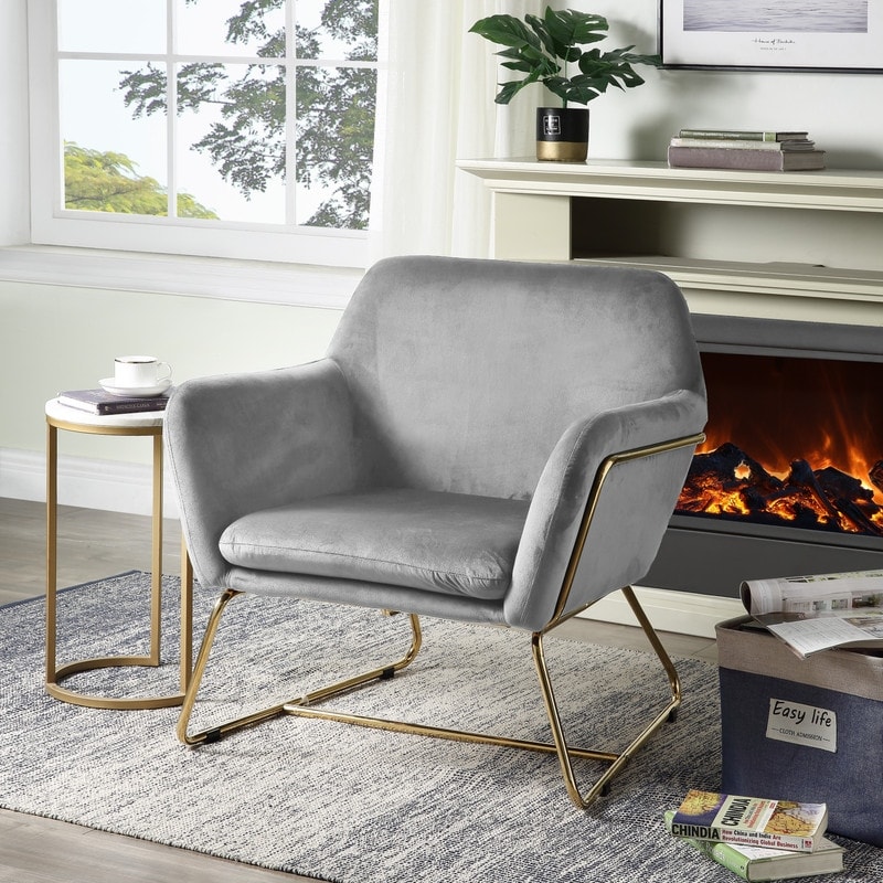 Velvet Accent Chair Club Chairs with Flared Arms for Livingroom