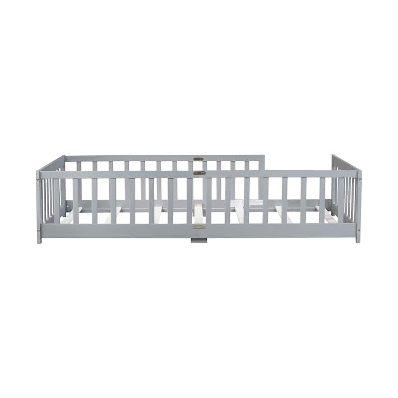 Twin Size Floor Bed with Fence without Door