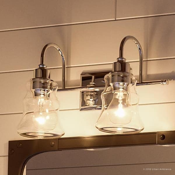 slide 1 of 7, Luxury Vintage Bathroom Vanity Light, 9.25"H x 15.375"W, with Americana Style, Polished Chrome Finish by Urban Ambiance