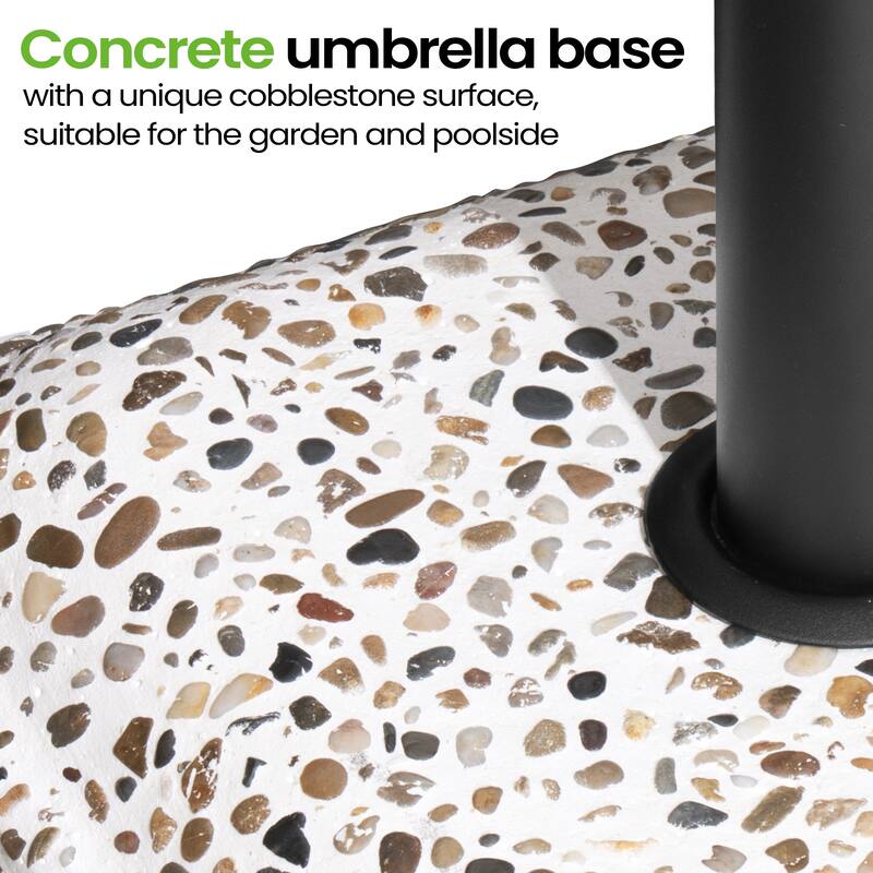 Outdoor Patio Square Umbrella Base Concrete-cobble Finish