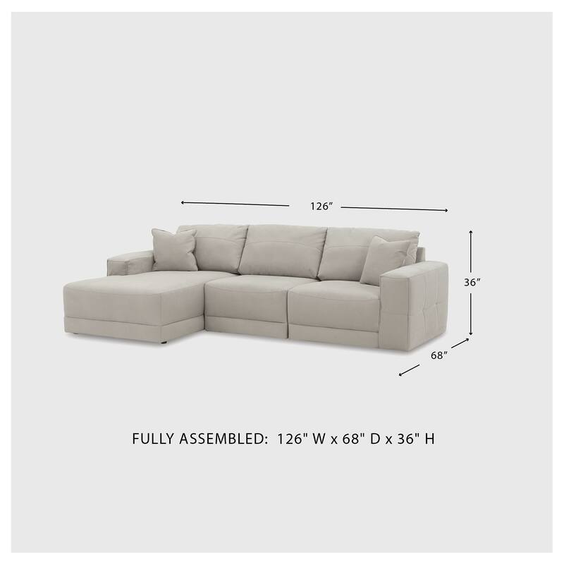 Signature Design by Ashley Next-Gen Gaucho Light Gray 3-Piece Sectional Sofa with Chaise - 113" W x 68" D x 36" H