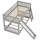 preview thumbnail 9 of 19, Twin Over Twin Floor Bunk Bed with Convertible Slide&Ladder, Wooden Low Bunk Bed Frame for Kids Girls Boys, No Box Spring Needed