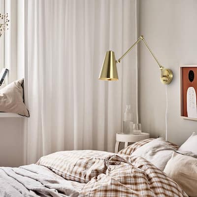 WINGBO Swing Arm Wall Lamp, Modern Adjustable Wall Mounted Sconce,Gold Finsh - N/A