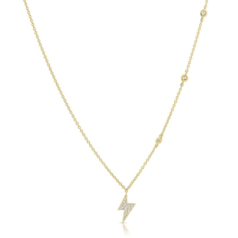 Joelle Collection Diamond Lightning Bolt 14K Gold Necklace 1/10 ct. TDW - Yellow