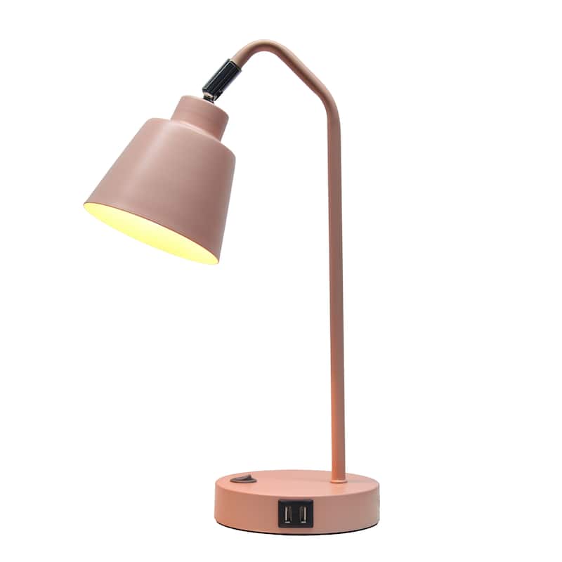 Modern Adjustable Metal Desk Lamp with USB Charging Port in Multiple Colors - 7.8" (L) x 5.6" (W) x 16" (H)
