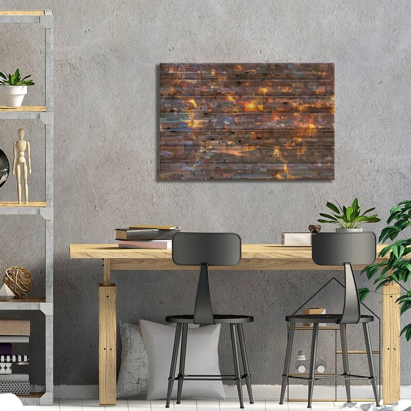 Mexico, Guanajuato. Street lights add ambience to this twilight village scene. Print On Wood by Brenda Tharp - Multi-Color
