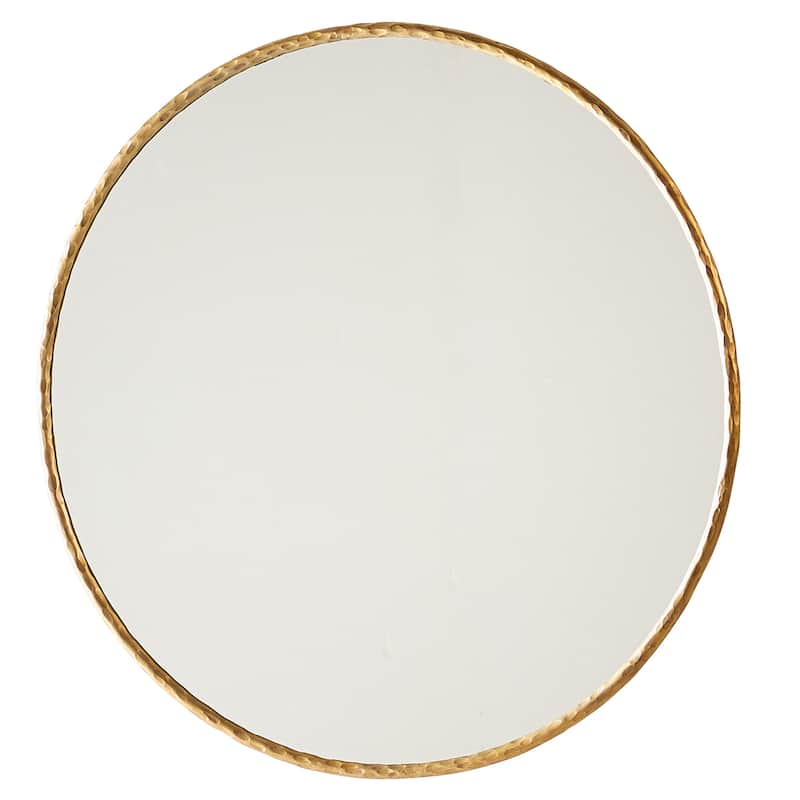 Hammerd Edge Round Mirror - Antiqued Gold