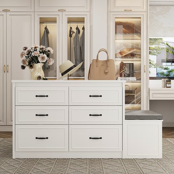 Storage Cabinet w/Seating Bench Hidden Compartment 6 Drawer Dresser Bedroom or Closet - Bed Bath & Beyond - 42956755 Storage Cabinet w/Seating Bench Hidden Compartment 6 Drawer Dresser Bedroom or Closet - Bed Bath & Beyond - 42956755